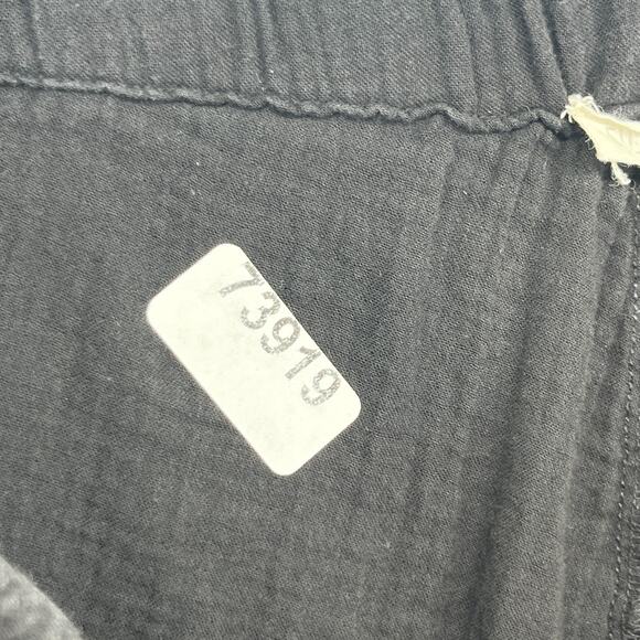 EILEEN FISHER Pants XL Organic Cotton Crinkle Gauze Tapered Pull On Black - Picture 16 of 16